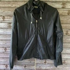 Nike Women's Windbreaker Size S Black Lightweight Full-Zip Logo Hooded Pockets