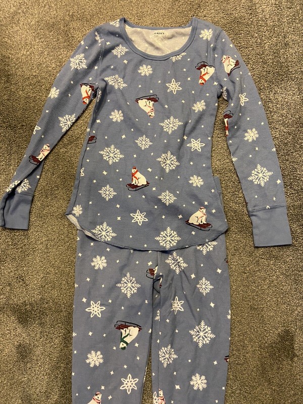 GIRLS OLD NAVY THERMAL LIGHT BLUE PAJAMAS XS