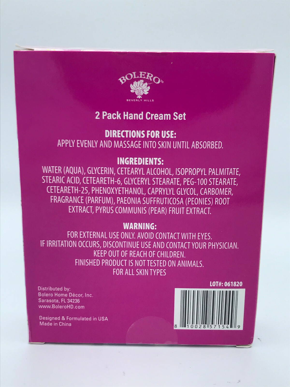 Bolero 2 Pack Set Hand Cream Peonies + Pear crema manos gift mujer