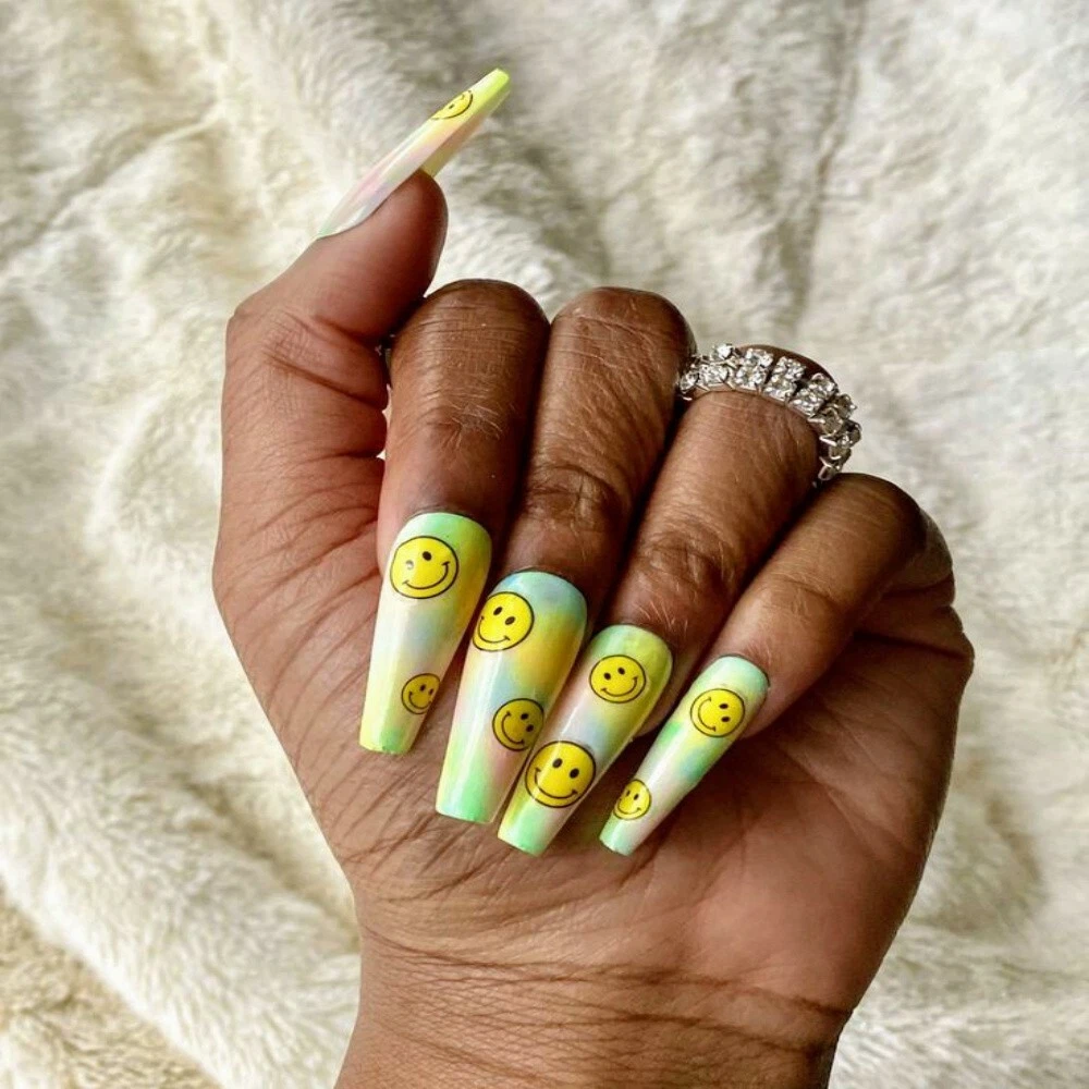 NEW Nail Stickers 3D Smile face Fun Face designs gel dip