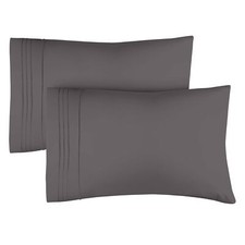 King Size Dark Grey Pillowcase Set Extra Soft Hotel Quality - Machine Washabl...