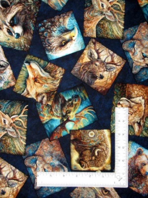 Animal Moose Bear Buffalo Fabric By The Yard Enchanted Forest Cotton by QT