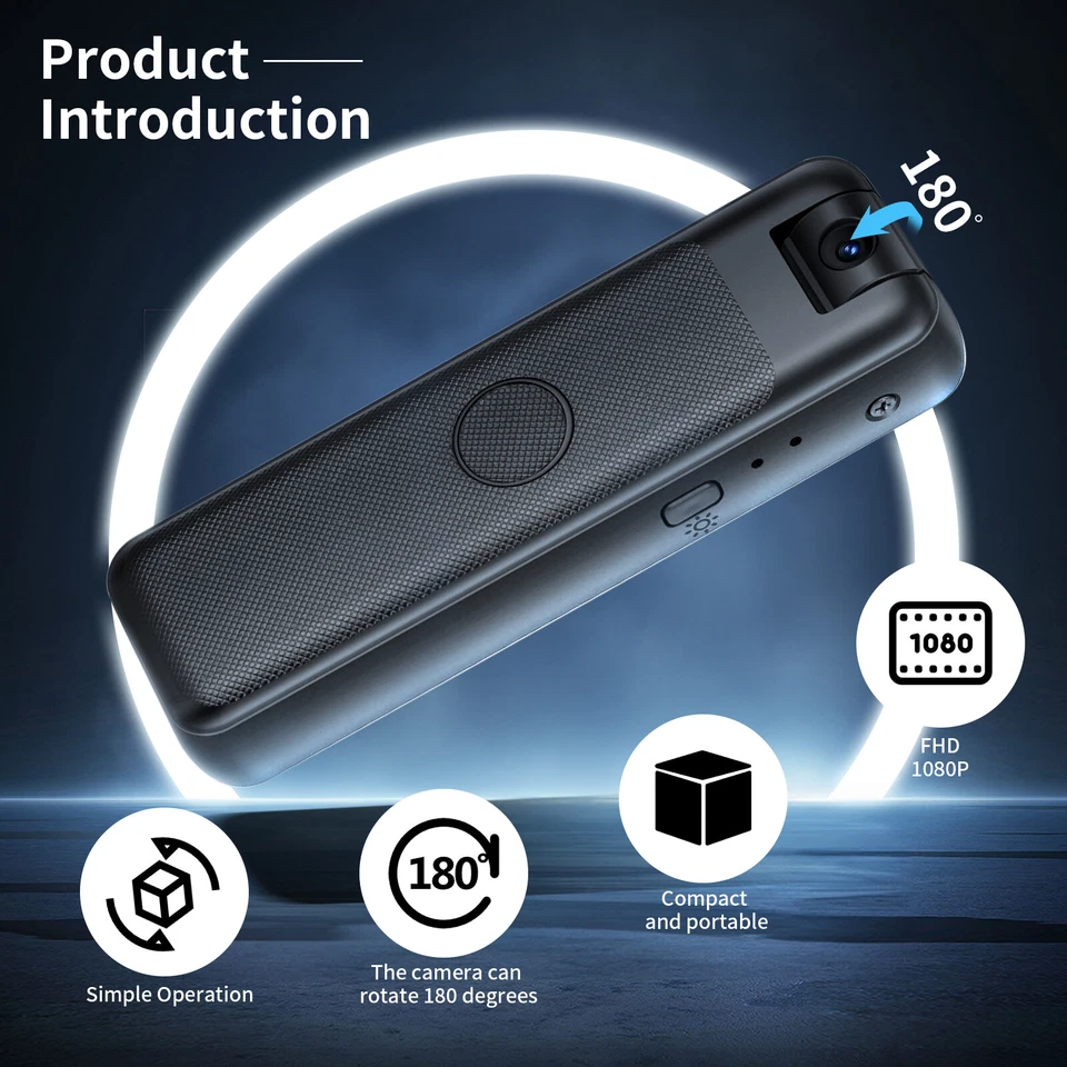 Cámara corporal Wifi grabadora de video portátil HD visión nocturna seguridad cámara pequeña Foto 4 de 4