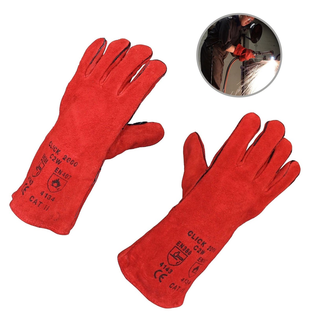 Heat Resistant Welding Gauntlets Lined Gloves, 14