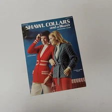 Leisure Arts Shawl Collars Blazer Patterns Knit Crochet 1970s Cardigan Hat
