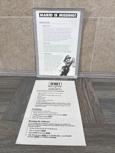 Mario Is Missing CD-ROM Floppy Computer Manual Only