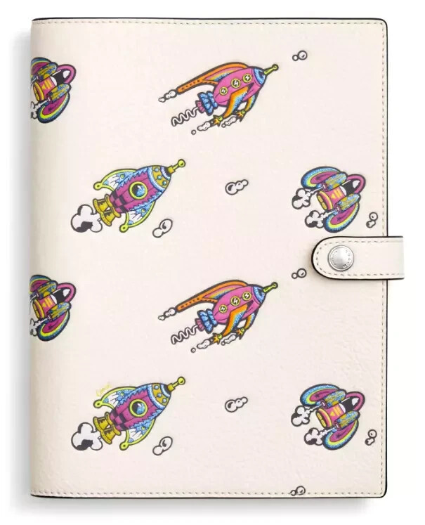 Coach Notebook - CW546 Chalk Multi Rocket Print Pebble Leather