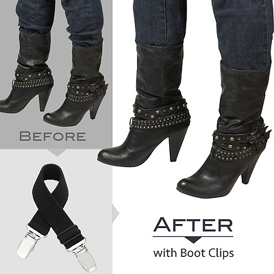 Hold'Em Boot Clips Elastic Adjustable Leg Straps Pant Stirrups with Heavy Clips