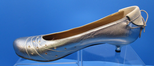 FORNARINA Kitten Heel Pumps SHOES Size 39 Metallic Silver Leather & Gray Suede - Imagen 3 de 8