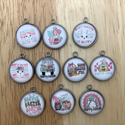 Retro Easter Greetings Charms for Jewelry Making