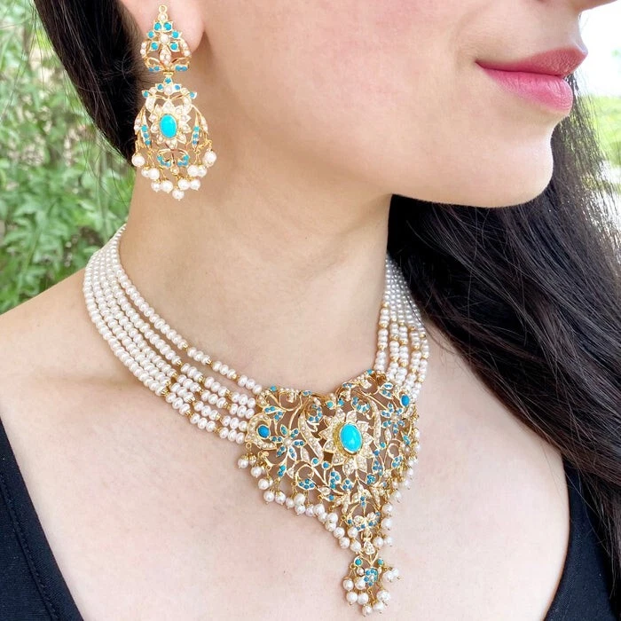 markedsføring Sanktion hvordan Beautiful Turquoise & real pearl studded Choker Necklace Set 22k yellow gold 4 | eBay markedsføring Sanktion hvordan Beautiful Turquoise & real pearl studded Choker Necklace Set 22k yellow gold 4 | eBay