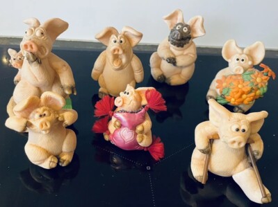 David Corbridge Hand Made Piggin Schwein Konvolut x7 Sammelfiguren