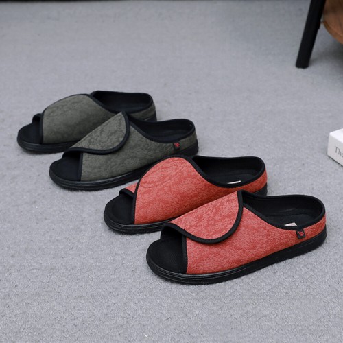 Wide Diabetic Shoes Open Toe Slides Adjustable Breathable for Swollen Feet Edema