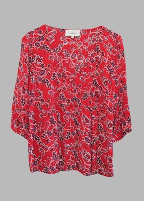 Ba&sh Joy Bluse Top rot Blumenmuster | Größe 0 | XS | UK 6-8