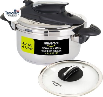 #ad #ad 4.2 Quart 4 Liter Small Stainless Steel Easy Use Pressure Cooker Extra Gla $152.71