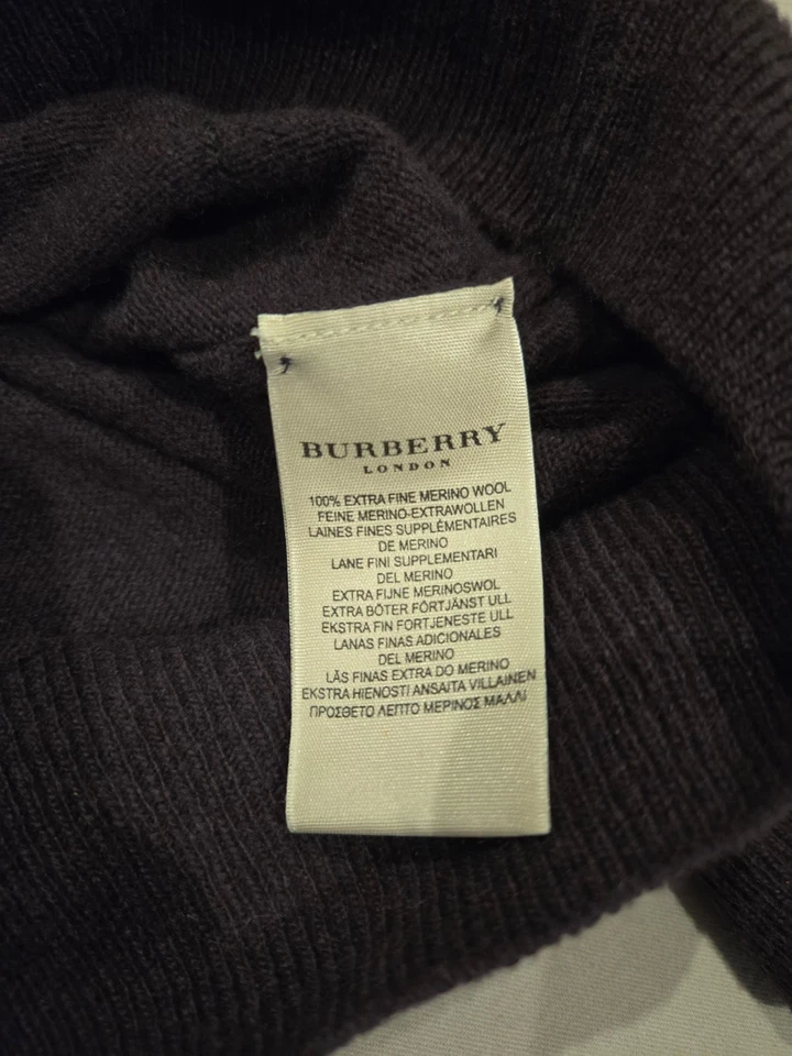 Burberry London мужской v-образным вырезом свитер M фиолетовый Argyle 100% шерсти мериноса Италии - Изображение 4 из 4