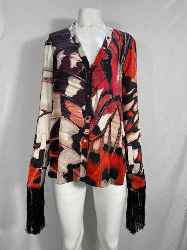 Alexander Mcqueen Butterfly Print Fringed Blouse In Viscose Women Multi Size 42 - Picture 7 of 9