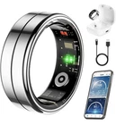Smart Health Ring Size 9 Silver - Fitness Tracker with Heart Rate, Blood Oxygen