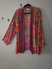 Carole Little Vintage Women's Floral Kimono Jacket Size 16 Art to Wear