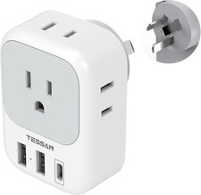 Australia New Zealand Travel Adaptor with 4 AC Outlets 3 USB for US to China AU