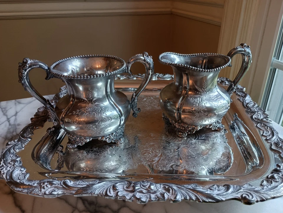 Ornate Baroque Or Rococo Silver Plate Tea Set Accessories For Decorative Use - Image 4 of 4