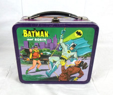 Vtg 1966 Batman and Robin Aladdin Metal Lunchbox No Thermos BRIGHT & CLEAN!!