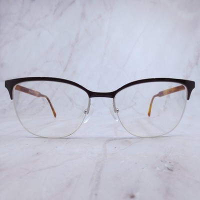 Prada VPR 53V Eyeglasses Dark Brown Tortoise Cat Eye Semi Rimless 55-17-145