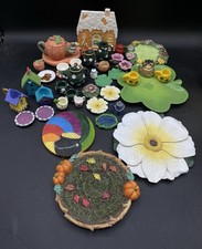 Lot 40 Mini Tea Set Dollhouse Resin Porcelain Display Trays Holiday Floral