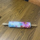 Pioneer Woman Ceramic Rolling Pin, "Breezy Blossoms" Pattern,Acacia Wood Handles — photo 2