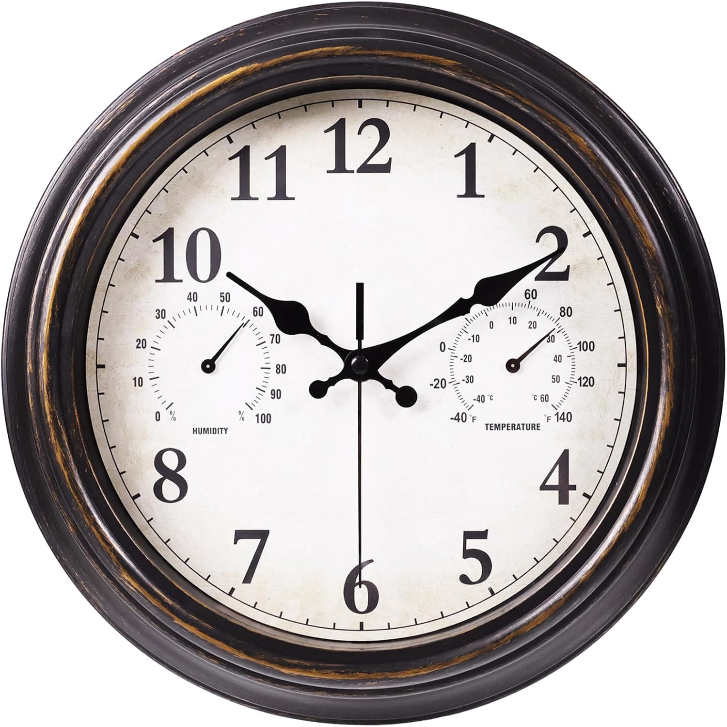For Patio, Large 12 Inch Outside Wall Clock Waterproof Wit