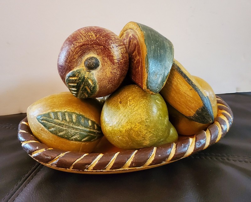 Vintage Mexican Clay Pottery Fruit Bowl Terra Cotta Braided Bowl 7 Pieces + Bowl