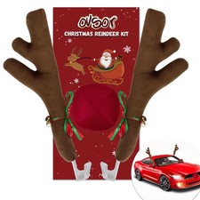 Car Christmas Reindeer Antlers  Red Nose Decoration Set