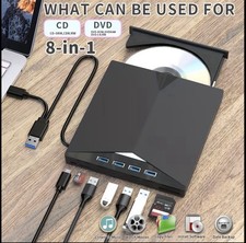 7-in-1 Slim External CD DVD Drive USB 3.0 Reader Writer Burner Player For Laptop