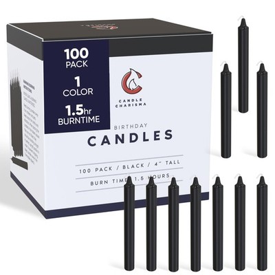 Kerze Charisma 100 schwarze Zauberkerzen - 4'' unparfümiert 100er Pack, 