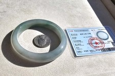 Certified Natural Burma Grade A Jadeite Jade Bangle Jelly Light Green 60 mm