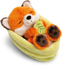 Volpe Di Peluche Con Foglia 12 Cm Che Dorme in Un Cestino - Arancione - Morbido