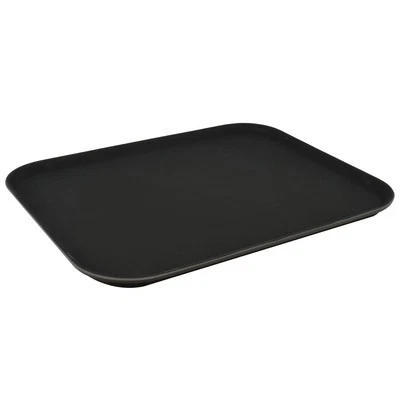 ARGON TABLEWARE Rectangular Non-Slip Serving Tray Rubber Barware Drinks Service 45 x 35cm Black