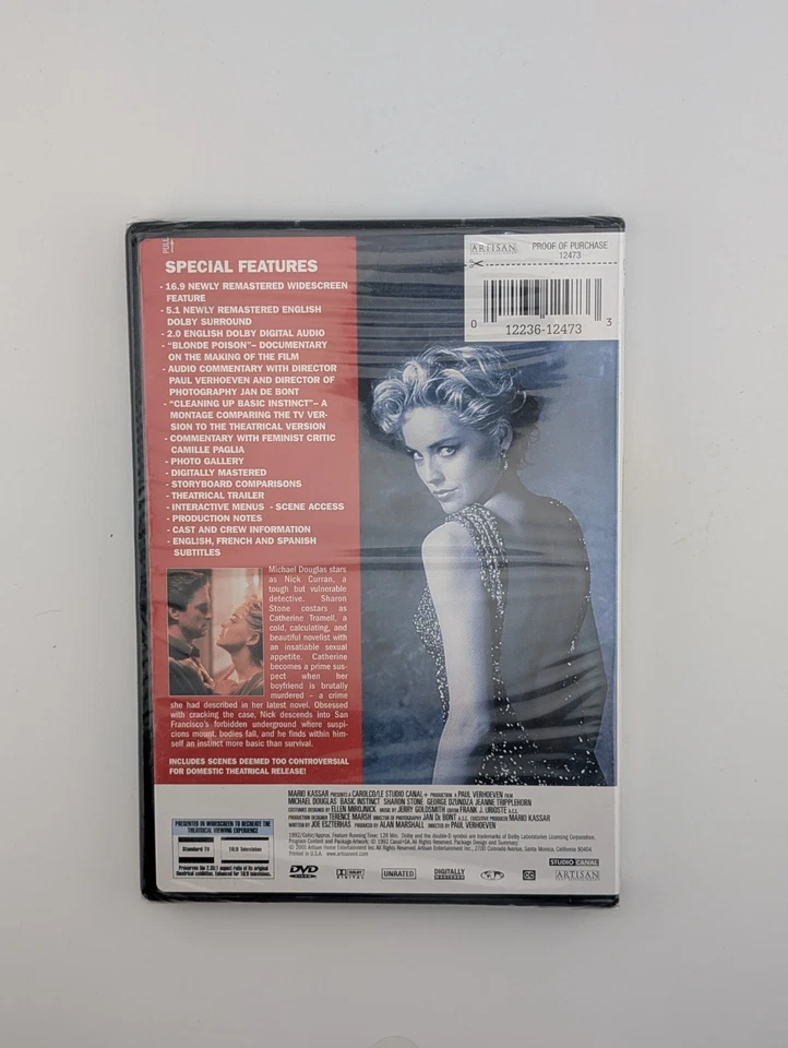 Basic Instinct (Special Edition Unrated Director's Cut DVD, 2001, Widescreen New - Image 2 of 2