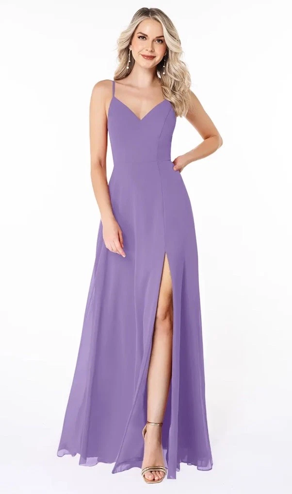 ebay purple bridesmaid dresses Azazie Bridesmaid Dress Formal Wedding Guest Light Purple Burnout Floral