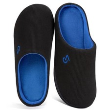 VeraCosy Men's Two-Tone House Slippers Memory Foam Indoor Rubber Sole 10.5