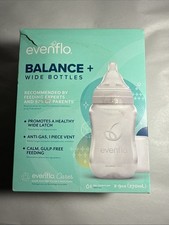 Evenflo Balance Plus 2-Pack Wide Neck Bottles White, 9oz- NEW