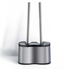 Toilet Brush and Plunger Set Stainless Steel Dual Base Corner Bathroom