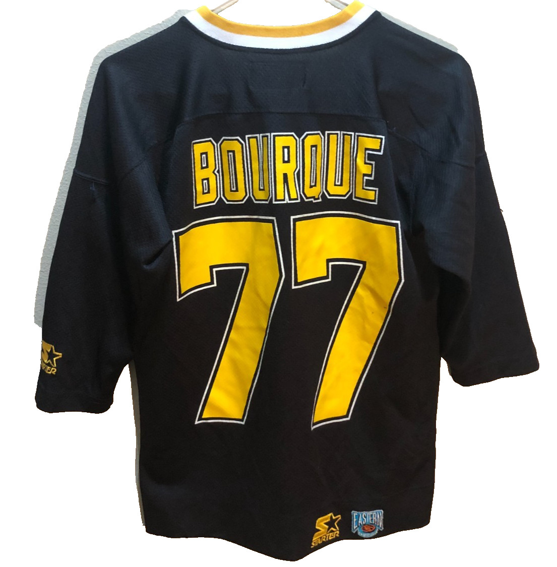 Ray Borque 77 Boston Bruins NHL Vintage 90s Starter BOYS Black Hockey Jersey S/M