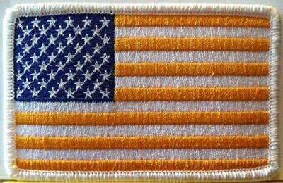 United States USA FLAG With Gold & Blue Colors Patch W/ VELCRO  Brand Fastener