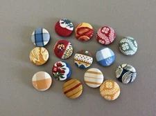 Pierre Deux Fabric Covered Buttons w Wire Backs 1 1/8" Round Decorative Pillows