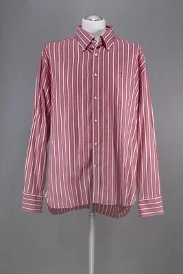 Tommy Hilfiger Businesshemd Hemd XL rot weiß gestreift Langarm Button-Down B1129 - Bild 1 von 4