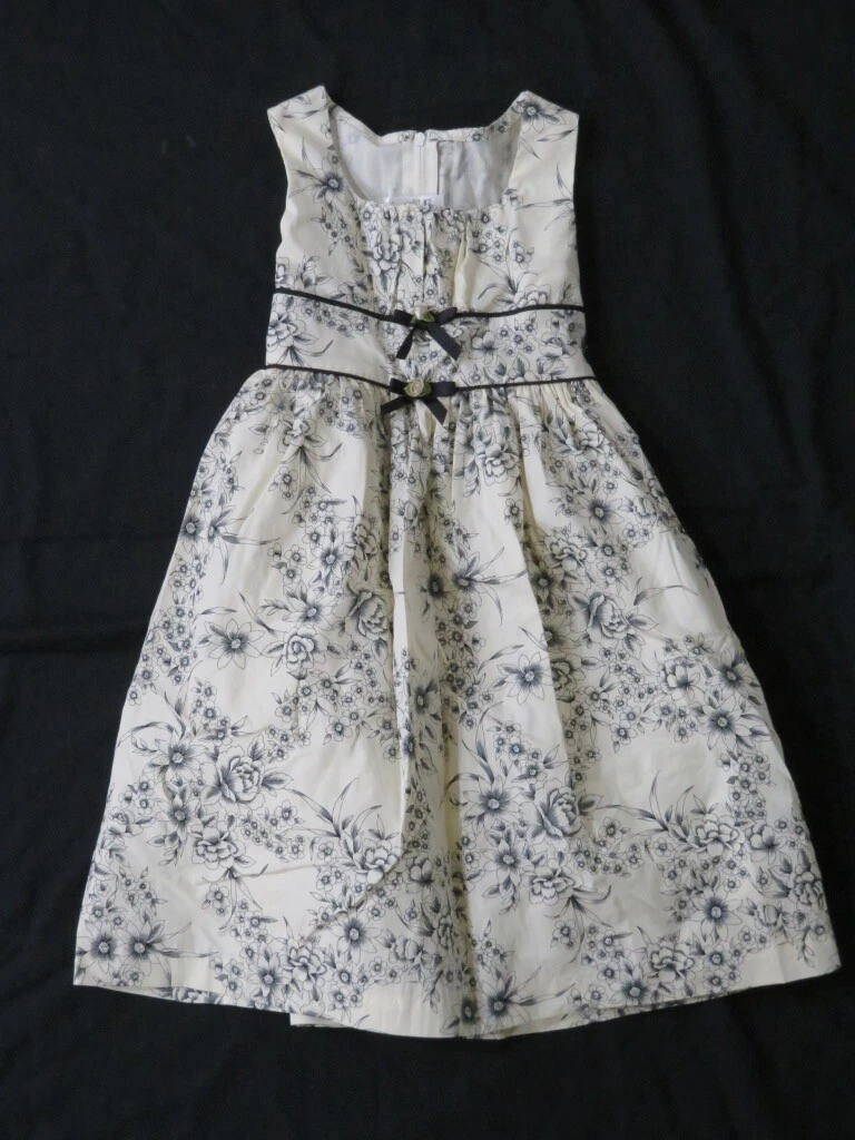 New Girls Bonnie Jean Cream & Black Floral Sun Dress Summer Tule Layered Size 5