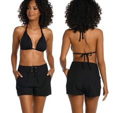 La Blanca All-Aboard 3  Drawstring Boardshorts Black Size XL 40  Waist 