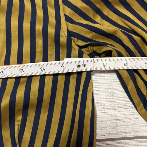 Camisa Ben Sherman para mujer dorada azul a rayas manga larga con cuello abotonado pequeña - Imagen 12 de 17