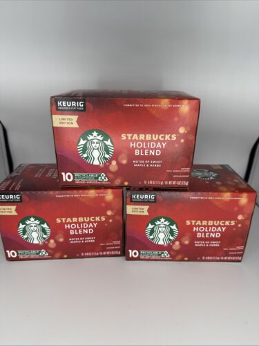 3 Starbucks Holiday Blend Coffee K-Cups 30 Total Ct Medium Roast BB August 2025